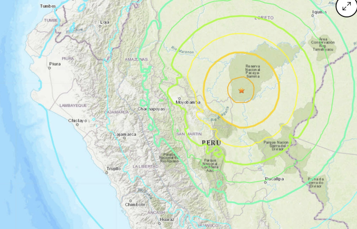 秘魯今日發生規模7.5強震。（圖／擷取自bloomberg）