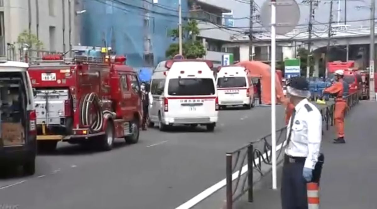 ▲今（ 28 ）日上午，日本東京鄰縣神奈川縣川崎市登戶第一公園驚傳有男子持刀隨機砍人。（圖／翻攝自 NHK 新聞畫面）