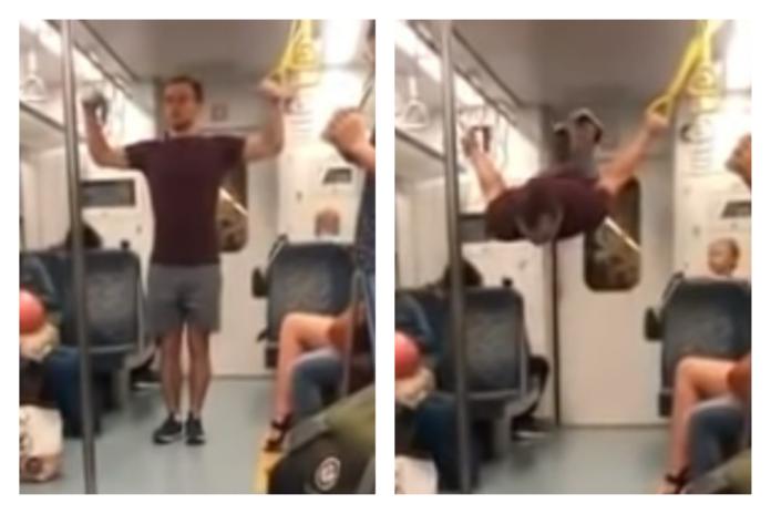 影／不懂台灣國情？老外把火車當體育館　邊跳舞邊做體操
