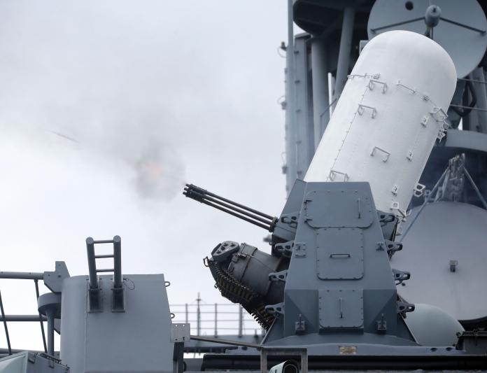 ▲漢光35號演習，海軍基隆級艦實施方陣快砲射擊。（圖／軍聞社提供）