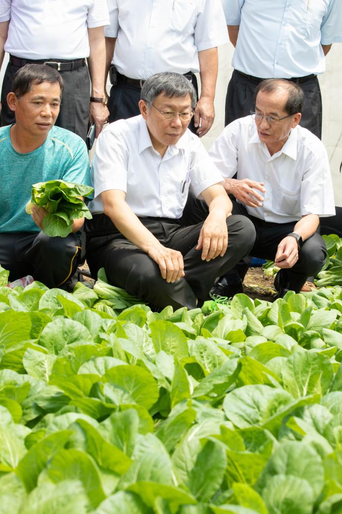 台北市長柯文哲30日參訪桃園市農會有機截切廠。（ 圖 / 台北市政府提供 ）