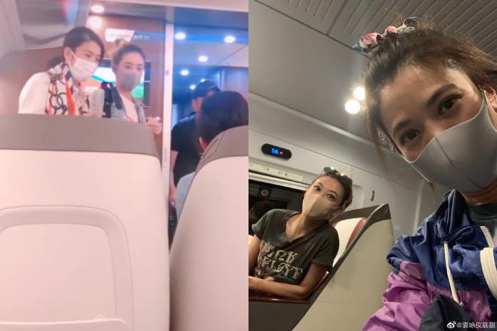  ▲香港兩大女神彎腰問乘客能否換位子。（圖 / 翻攝微博）