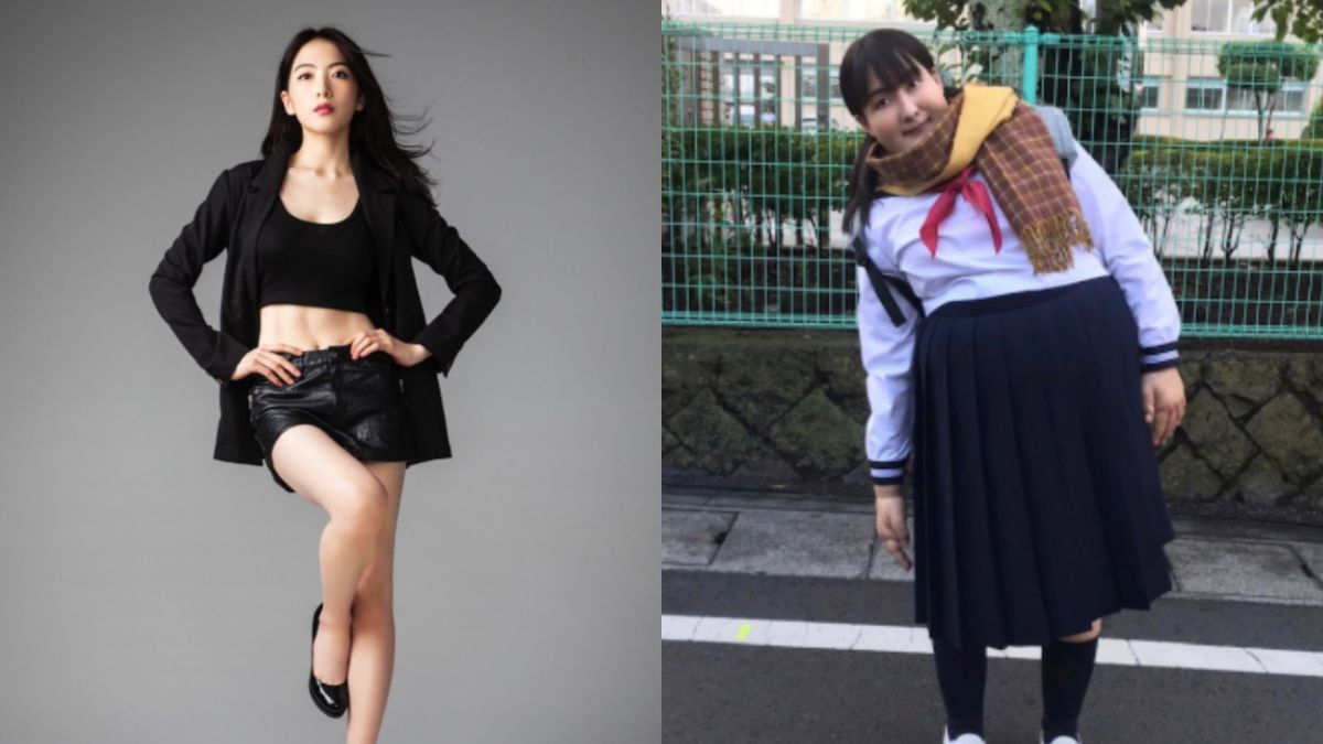 ▲知英為戲從49公斤變爆肥學生妹，川字腹肌都不見。（圖／ORICON NEWS Twitter）