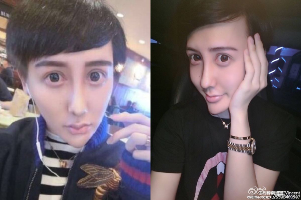  ▲蛇精男靠著不成比例的臉蛋與大眼爆紅。（圖 / 翻攝微博）