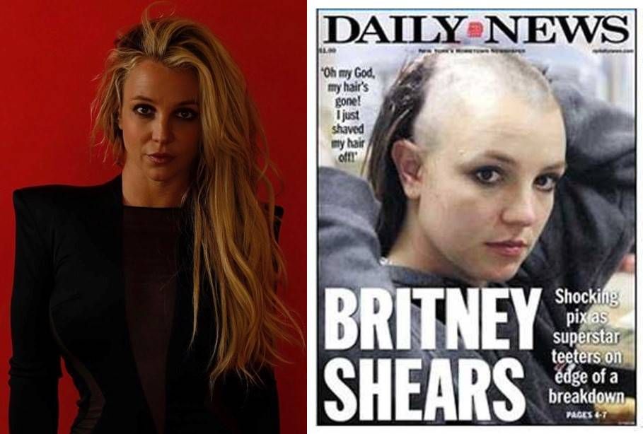 ▲布蘭妮以前曾經大崩潰過一次，還當街剃頭。（合成圖）