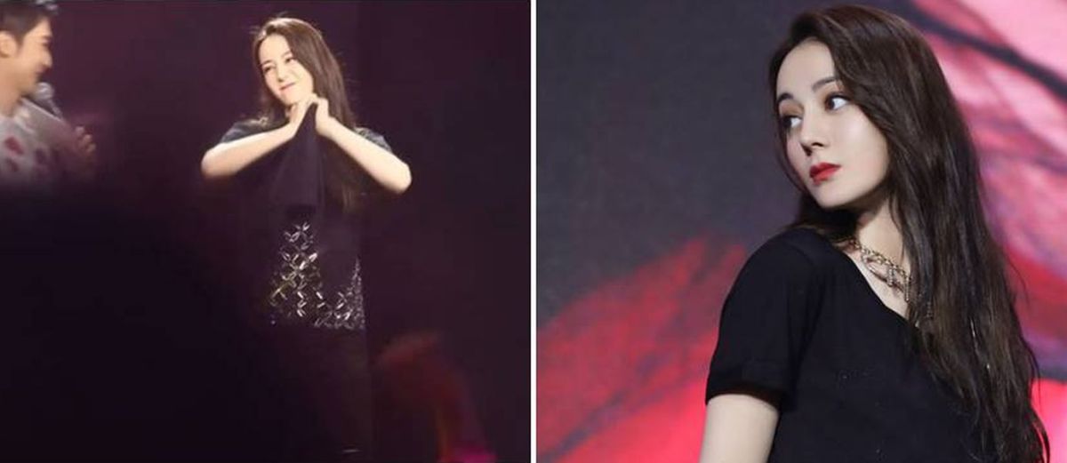 ▲迪麗熱巴扯衣服的動作，叫許多粉絲噴鼻血。（合成圖）