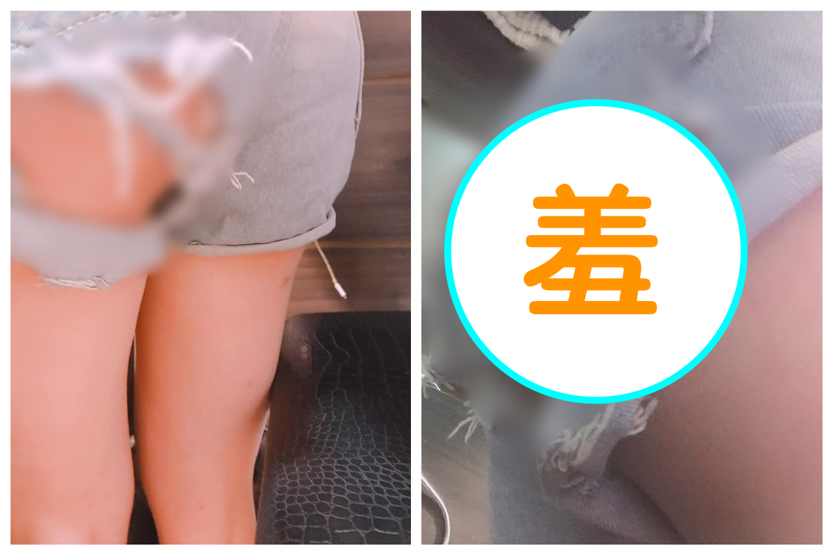 ▲女網友表示自己的牛仔短褲後方破了一個大洞，但她卻沒發現穿去上班，羞到無地自容。（圖／翻攝自爆料公社）