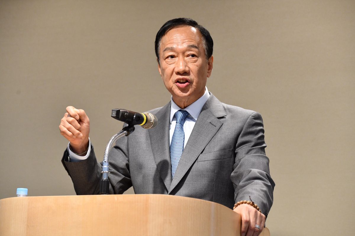 ▲國民黨總統參選人郭台銘表示，對於美中貿易戰，蔡政府過於樂觀，「不知道是好傻好天真，還是好壞好故意！」（圖／林柏年攝，2019.6.3）