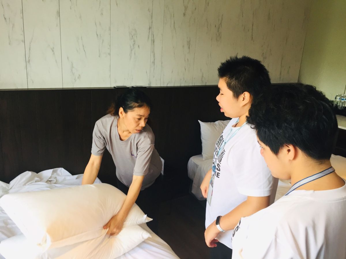 ▲唐氏症基金會學員房務體驗行。(圖／柳榮俊攝2019.6.5)