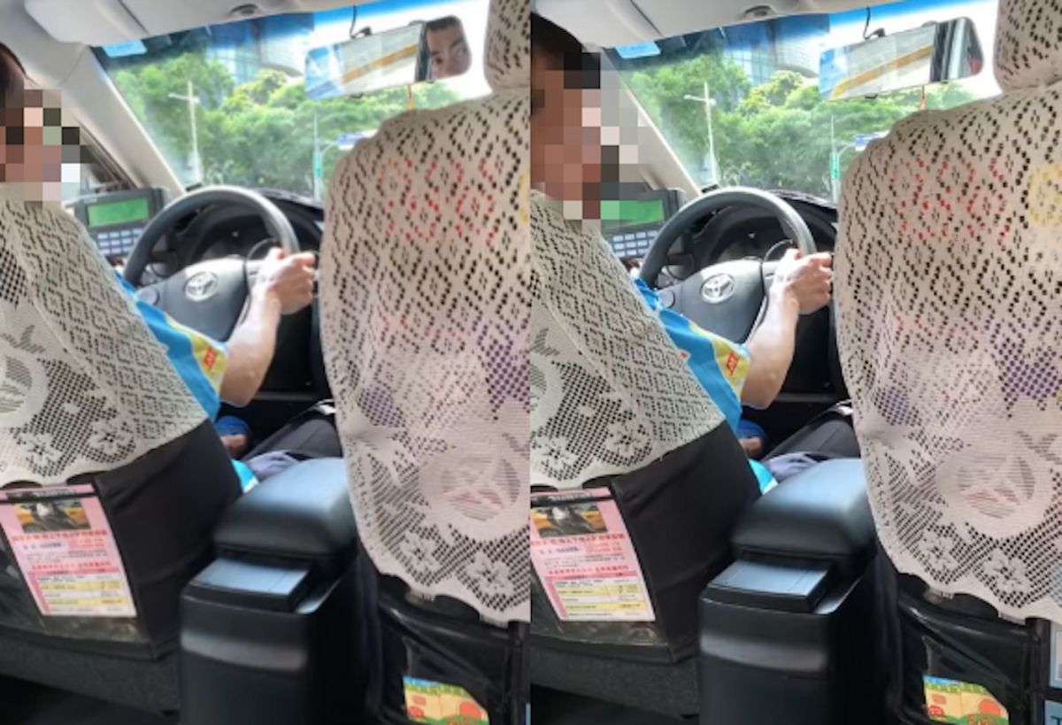 ▲一名女網友昨（ 7 ）日搭計程車，不停被司機回頭偷瞄，更發現司機將左手伸向下半身「不知道在抓樣還怎樣」，嚇得拍下乘車畫面 PO 網，貼文立刻引發熱議。（圖／翻攝自爆廢公社）