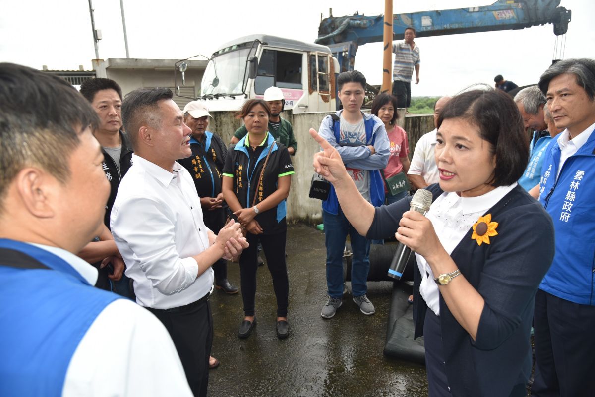 ▲張麗善關心虎尾地區防汛作業。（圖／記者蘇榮泉攝，2019.06.11）