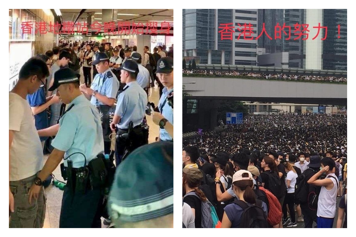 ▲解放軍疑似換上港警服對港民搜身。（圖／翻攝自范雲 FAN, Yun 臉書）
