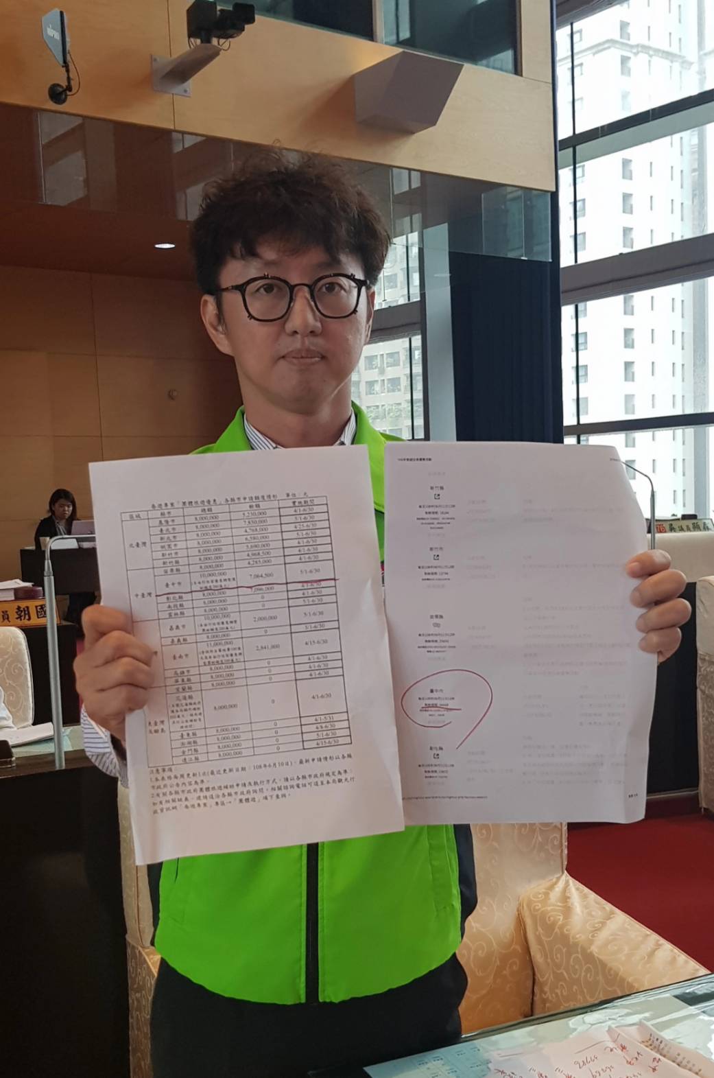 ▲議員江肇國指出，春遊補助即將於六月底截止，團體旅遊補助申請尚有餘額700萬，名列全台倒數第三名。(圖／柳榮俊攝2019.6.12)