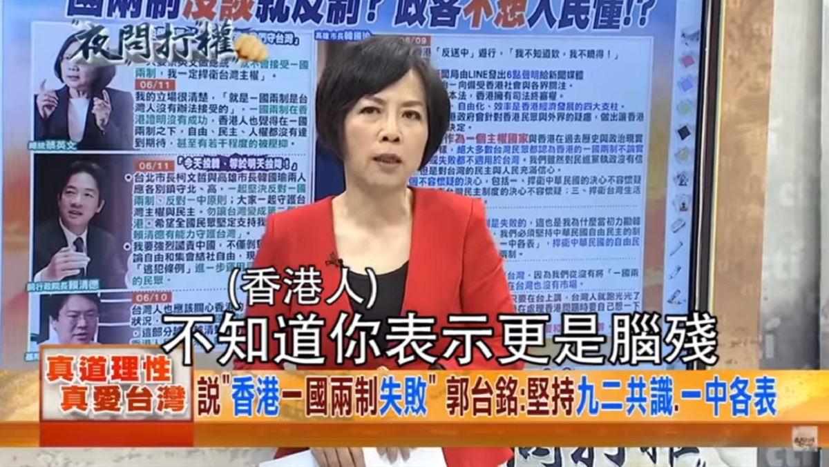 ▲黃智賢批「反送中」年輕人是腦殘，港民怒嗆告：「你不講話，沒人知道你是白痴。」（圖／翻攝自臉書粉專「我是台灣人」影片）