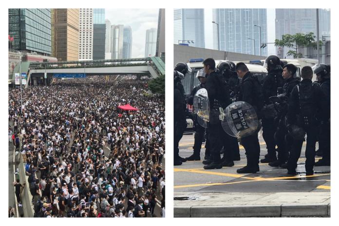 ▲昨（ 12 ）日香港各地也發起了罷課罷工的行動，甚至在抗爭中警方已經開始射擊催淚彈和布袋彈，有民眾被打眼睛鮮血直流。（圖／ The China Post 提供）