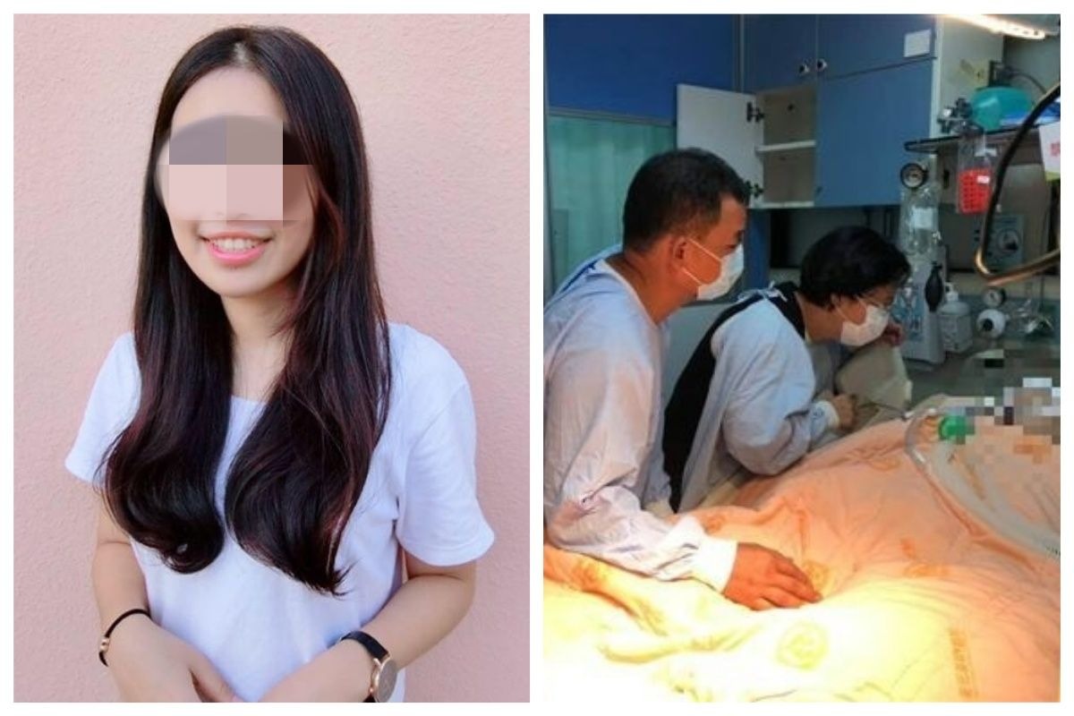 ▲朱姓女大生今（13）日下午 3 時 38 分宣告不治，留一口氣讓家屬帶回家。朱爸爸則淚灑醫院表示：「不是說好心會有好報嗎？老天爺為何沒幫她...為何現在她身上我看不到呢？」（合成圖／翻攝自朱女臉書／翻攝自彰化縣政府社會處臉書）