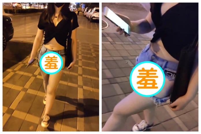 ▲越南街頭一名正妹穿著超狂牛仔熱褲，破洞幾乎讓她走光，許多網友都看傻眼。（圖／翻攝自微博）