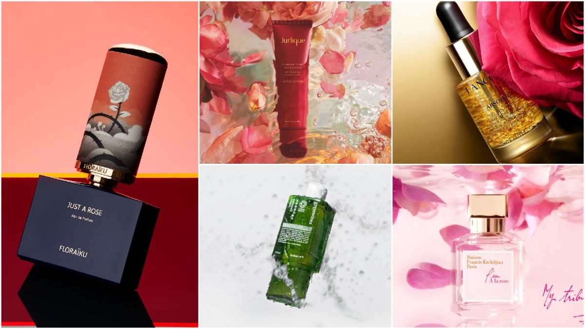 ▲5款玫瑰保養單品推薦。(圖／馥萊儷、綠藤生機、茱莉蔻、MFK、蘭蔻)
