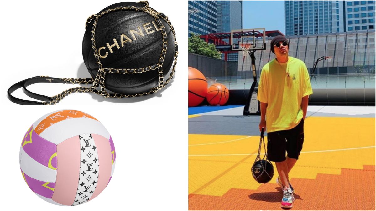 ▲周董曬出香奈兒黑色籃球；路易威登也推出夢幻粉彩排球。（圖／翻攝自周杰倫IG@jaychou、CHANEL官網、LOUIS VUITTON）