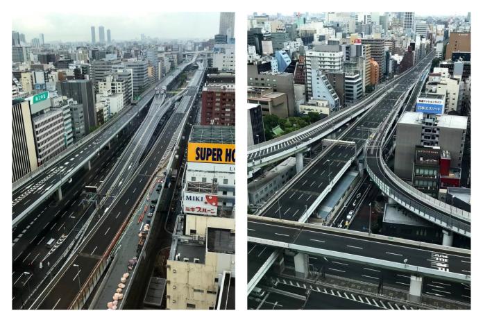 ▲G20大阪峰會登場，日本最高規格維安造就阪神高速公路人車淨空的奇景。（圖／翻攝自@ seirogan_cp的推特）