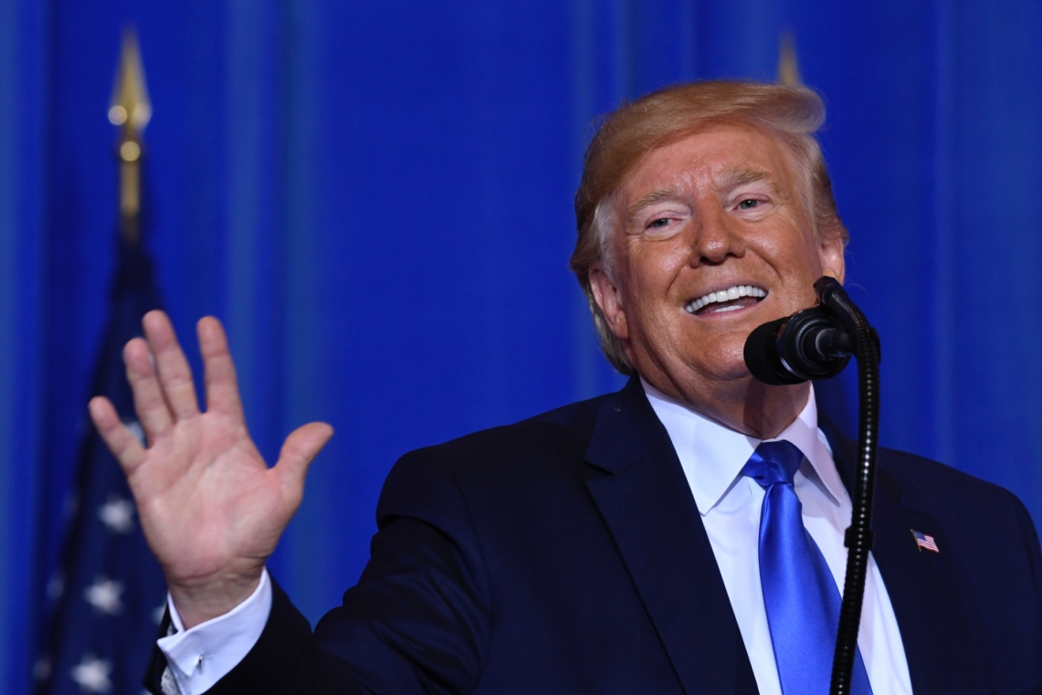 ▲美國總統川普在「川習會」後記者會表示，美企可繼續賣零件給予華為，美國暫時不會對中國商品額外加徵關稅。（圖／美聯社／達志影像）