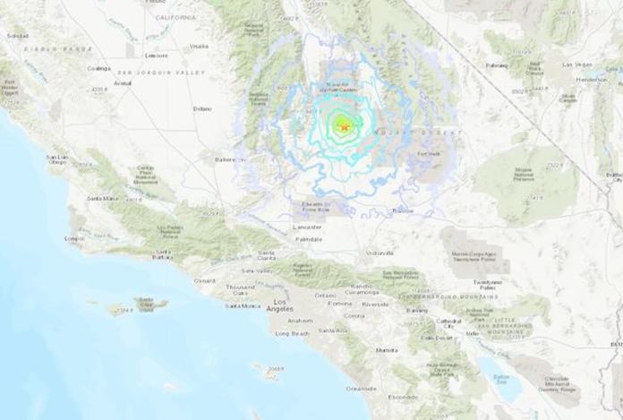 ▲美國南加州當地時間 4 日上午 10 時 33 分（台灣時間 5 日凌晨 1 時 33 分），發生規模 6.4 強震。（圖／翻攝自 USGS ）