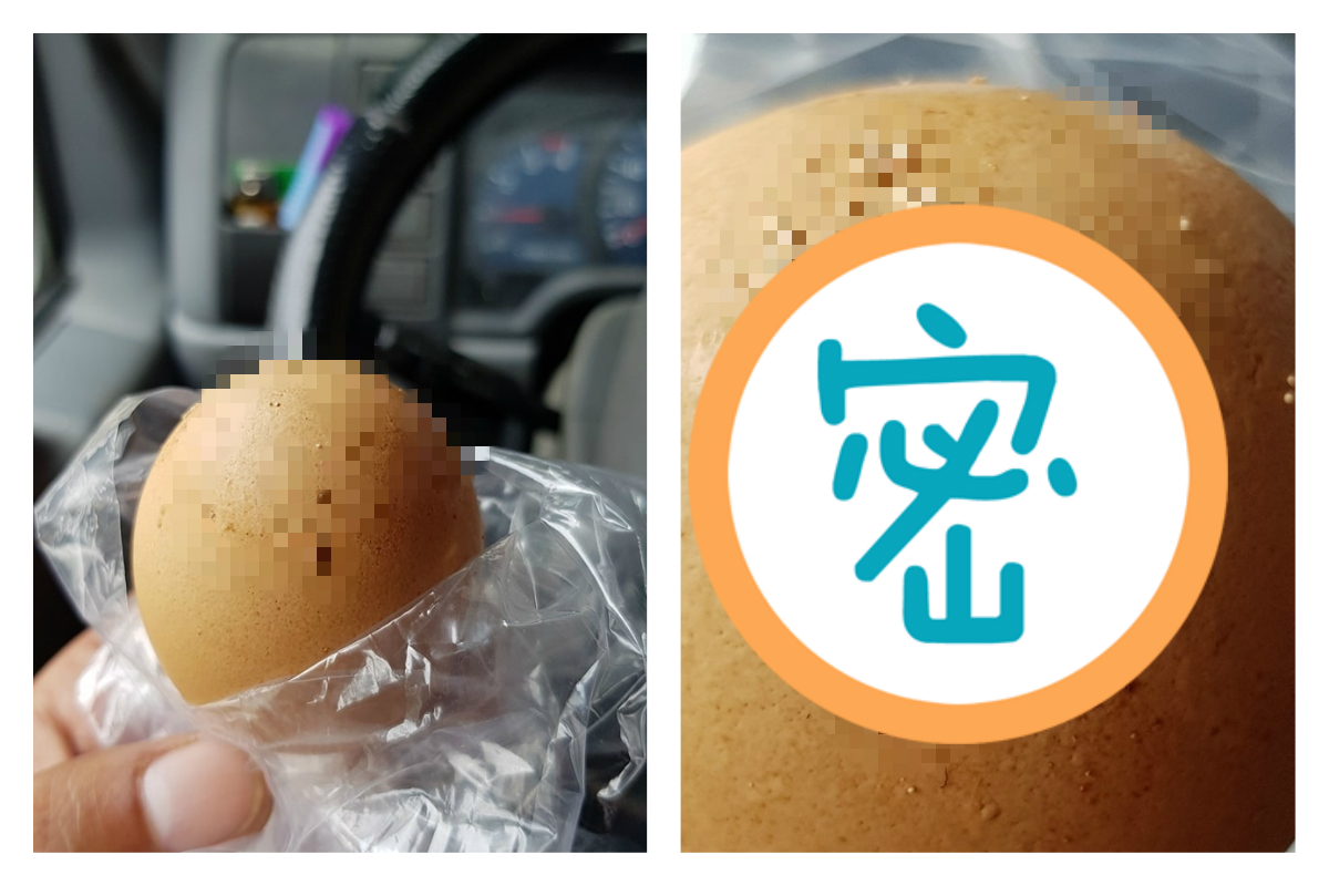 ▲一名送蛋司機在臉書社團「爆廢公社公開版」表示，送蛋時意外發現一顆蛋上黏滿密集的白色點狀物，直呼「第一次看到！」好奇詢問「這是什麼生物產的卵？」貼文立刻引發網友熱議。（圖／翻攝自爆廢公社公開版）