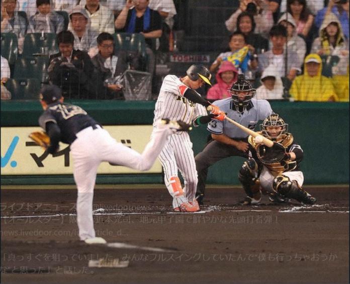 ▲阪神隊新人近本光司達成史上首次新人明星賽完全打擊。（圖／截自推特）