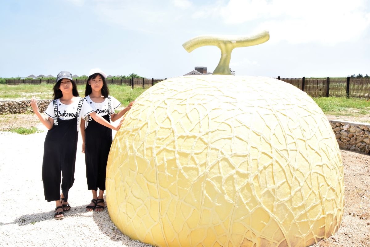 ▲屏東林管處在澎湖白沙後寮製作洋香瓜與哈密瓜的造景藝術，工程雖然還未驗收立刻吸引大批遊客前往朝聖拍照。（圖／記者張塵攝，2019.07.15）