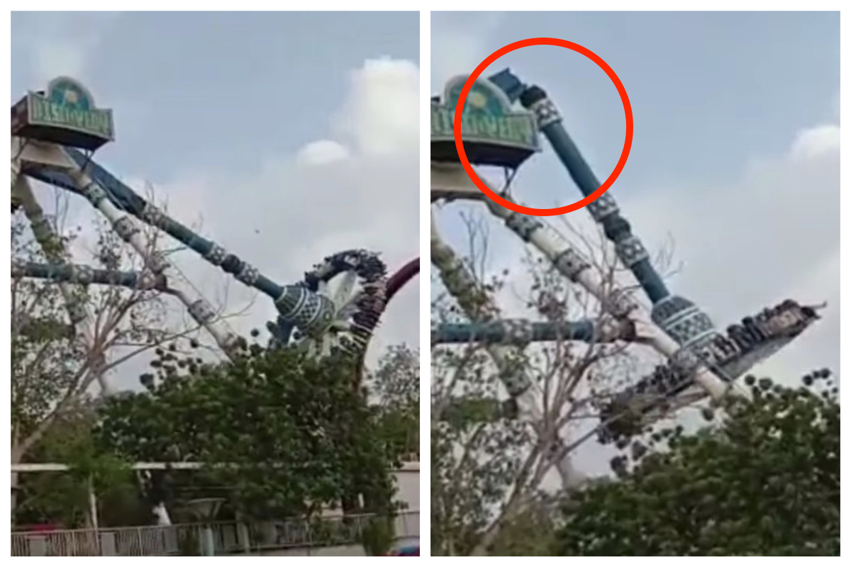 ▲印度一個遊樂園中的遊樂設施發生「斷裂」意外，造成 2 死 29 傷悲劇。（圖／翻攝自 Youtube）