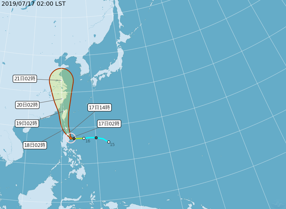▲丹娜絲颱風受到呂宋島地形影響，加上北轉角度等因素，颱風路徑不斷修正，預估外來將朝台灣東海岸前進，不排除有登陸台灣的可能，但無論如何，勢必會對台灣天氣造成影響。（圖／中央氣象局）