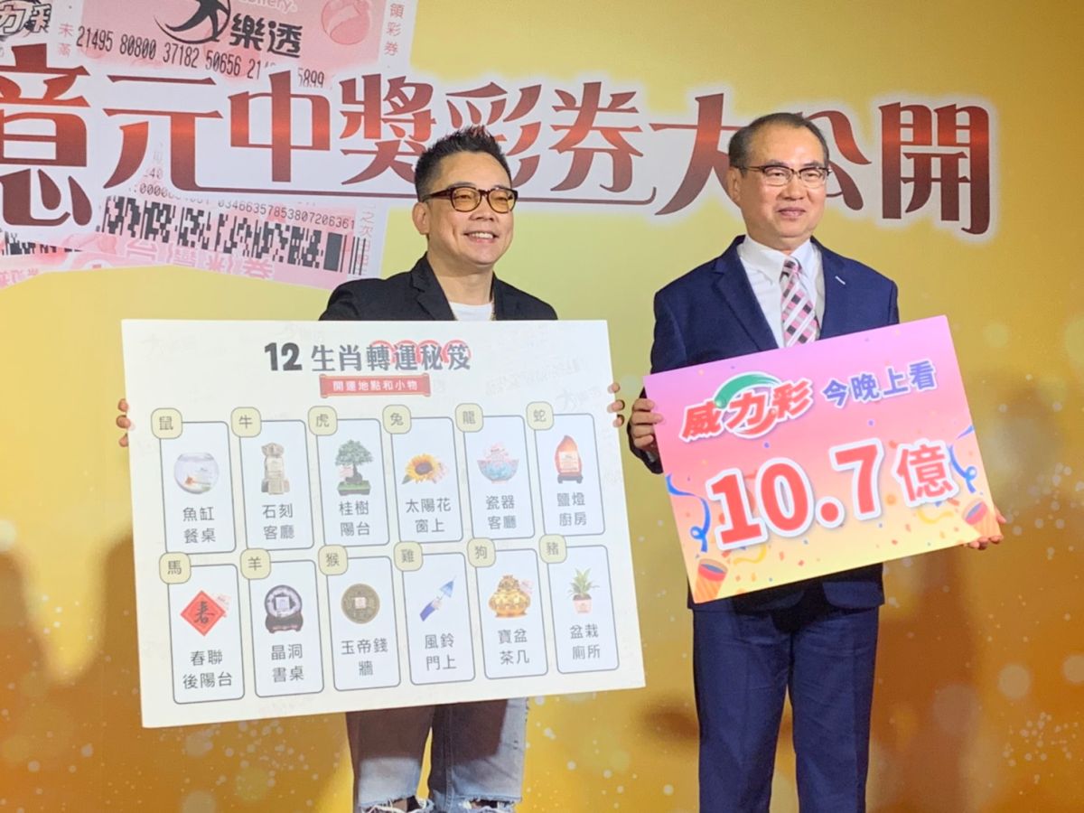 ▲台灣彩券公司公布億元中獎人面相、生肖及星座特徵，並找來開運大師詹惟中提供開運秘笈。（圖／記者顏真真攝）