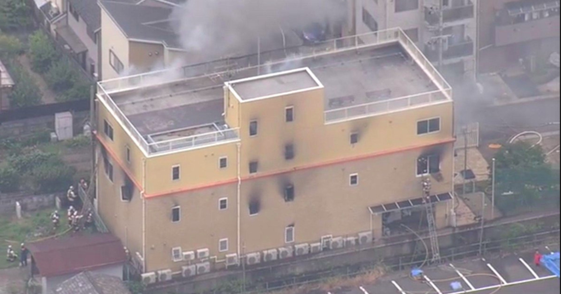 ▲日本京阿尼動畫昨日遭人縱火，釀員工死傷慘重。（圖／翻攝推特）
