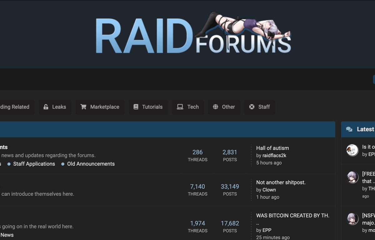 ▲知名人力銀行20萬筆會員個資遭爆在國外網站販售。（圖／RAID FORUMS網站擷圖）