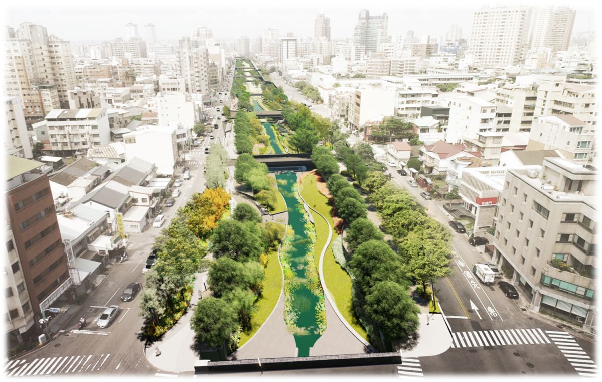 ▲柳川整治工程，水利局聘請「樹木醫生」對樹木做健檢，檢查發現部分中空及病蟲害現象，專家不適合現地保留。 (圖／水利局提供模擬2019.7.21)