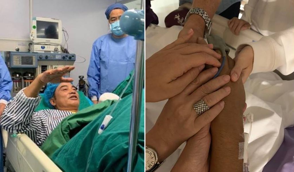 ▲琦琦和家人握住任達華的手（右）。（圖／廖寶軍提供+琦琦社交網站）
