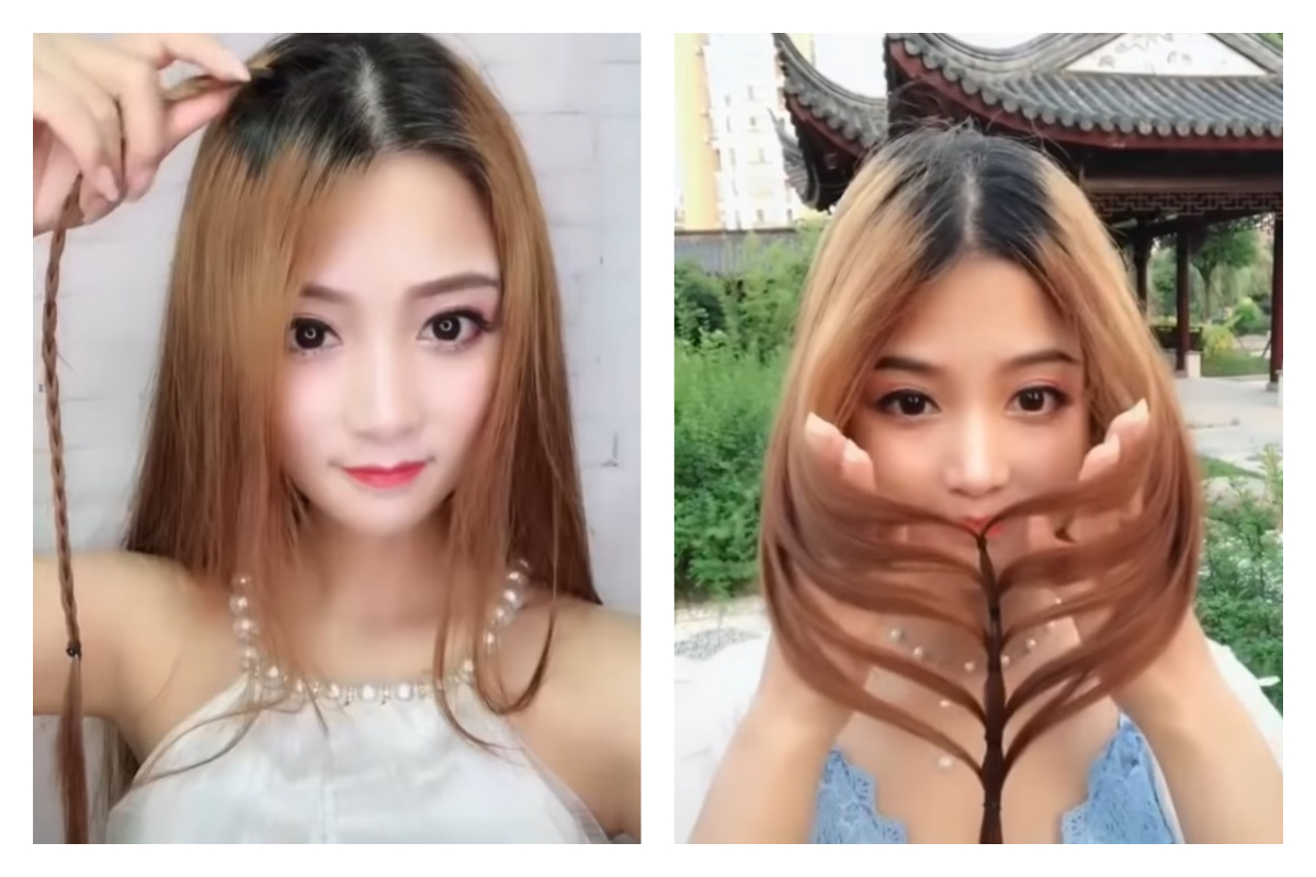 ▲許多男生都喜歡看自己心愛的女生綁頭髮，女孩將髮圈咬在嘴裡，雙手將頭髮往後撸的樣子，總是讓許多男士著迷。（圖／翻攝自影片)