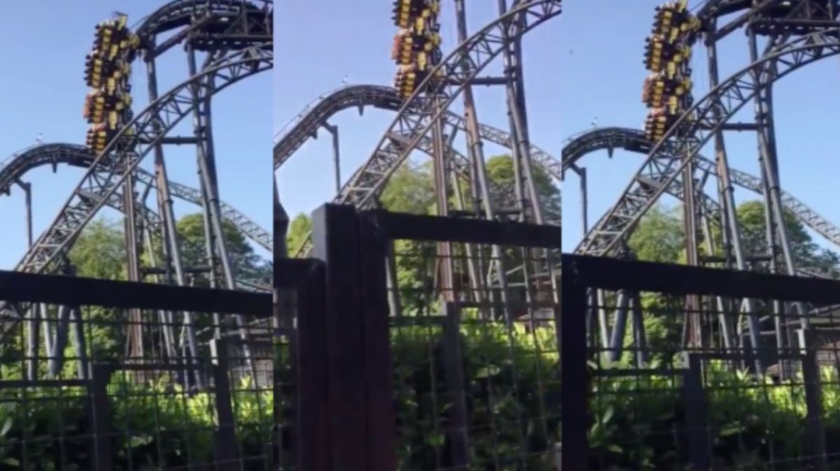 ▲ 英國艾爾頓樂園，23號發生雲霄飛車故障，遊客卡在半空長達20分鐘的意外。（圖／翻攝網路）