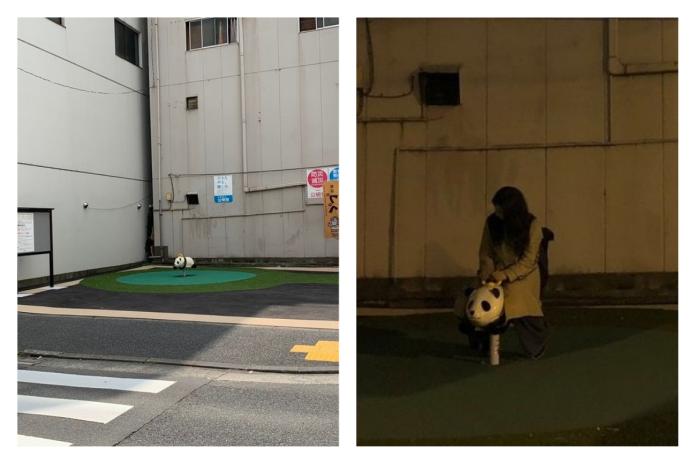 ▲日本東京市神田一處小小的公共休憩空間，被網友戲稱為世上最悲傷的遊樂場。（圖／翻攝自@m0t00 的推特）
