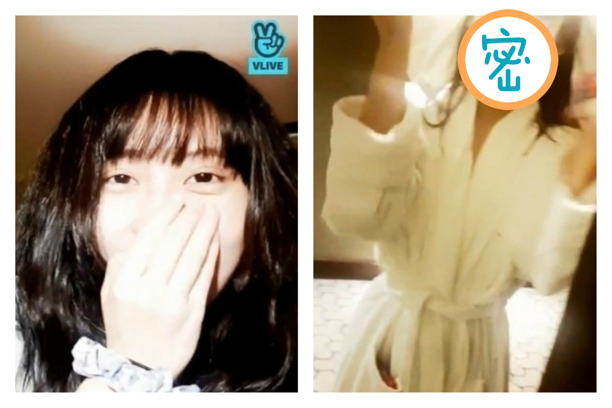 ▲TWICE在芝加哥公演結束後，回飯店開起直播與粉絲互動。剛洗完的娜璉無偽裝入鏡，讓大家都嚇傻。（圖／翻攝自 TWICE VLIVE ）