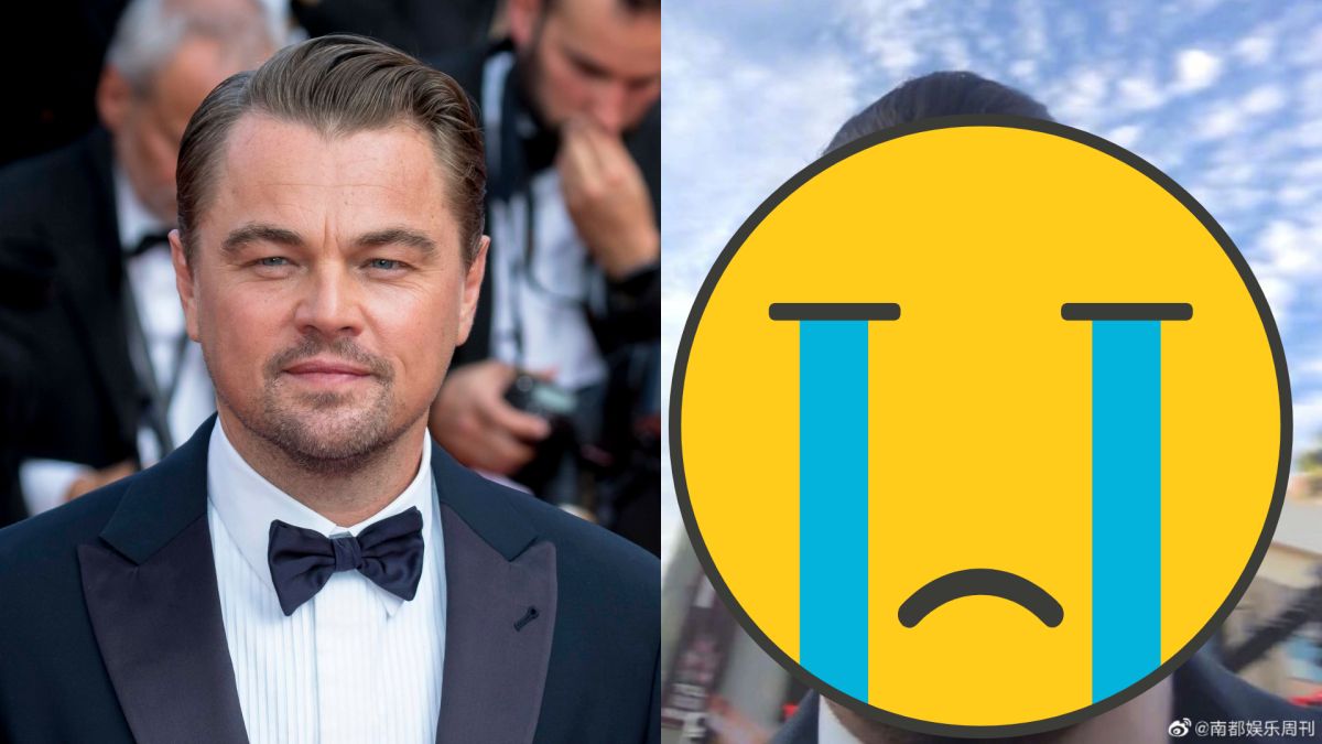 ▲李奧納多崩壞自拍引起熱議。（圖／達志、微博）