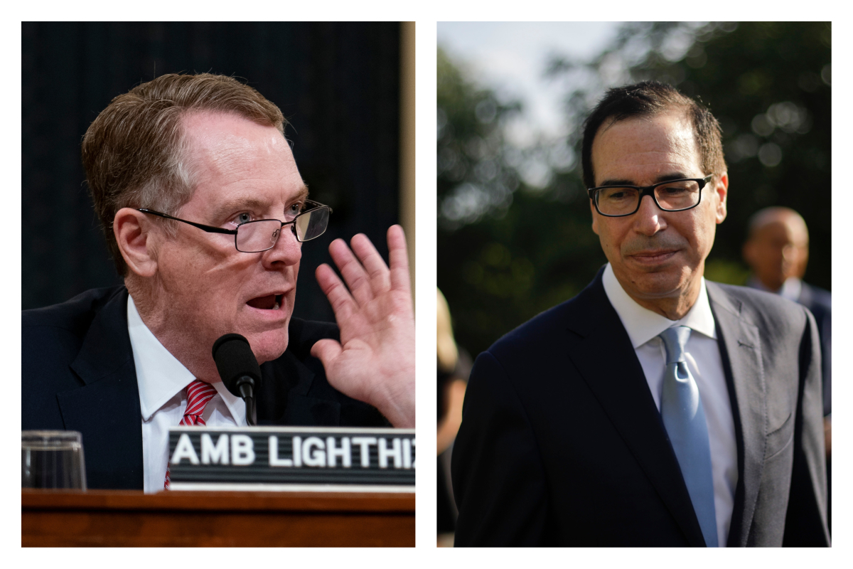 ▲白宮將派出萊特海澤（ Robert Lighthizer ）和財政部長梅努欽（ Steven Mnuchin ）等人， 29 日與代表團前往上海，預計從 30 日開始，針對一連串經貿議題與中國展開新一輪談判。 （圖／美聯社／達志影像）
