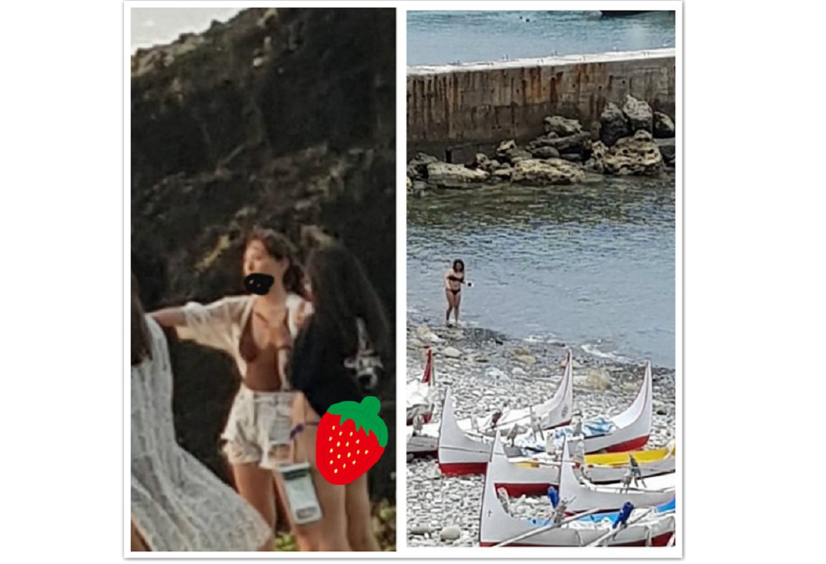 ▲辣妹穿「比基尼」蘭嶼海邊戲水！當地人怒：褻瀆神聖祭場。（圖／翻攝自臉書）