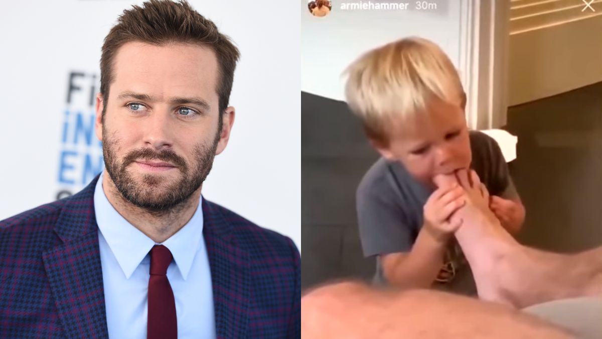 ▲艾米漢默（右圖）一則給兒舔腳的影片被撻伐。（圖／達志、YouTube）