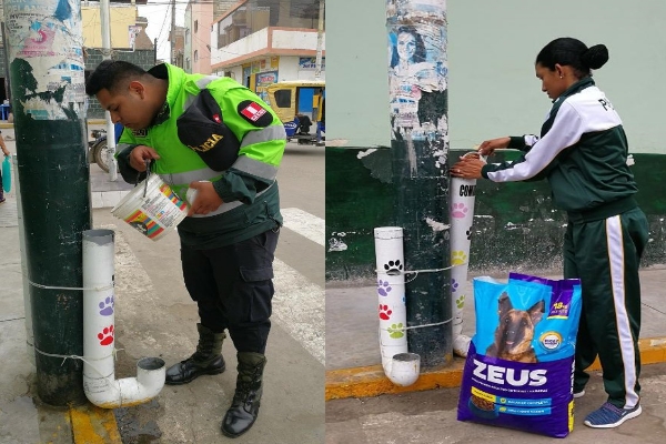 秘魯警察不捨浪浪挨餓　發揮創意設置自助餐飲站超暖心