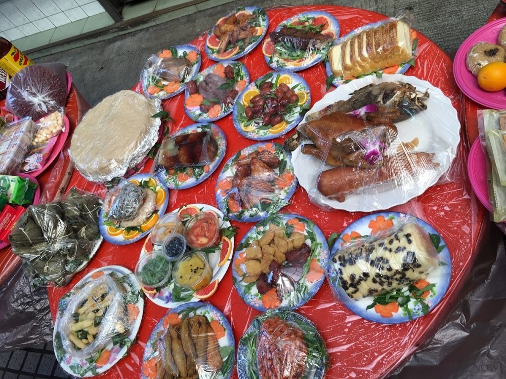 中元普渡供品。（圖／林書竹攝）