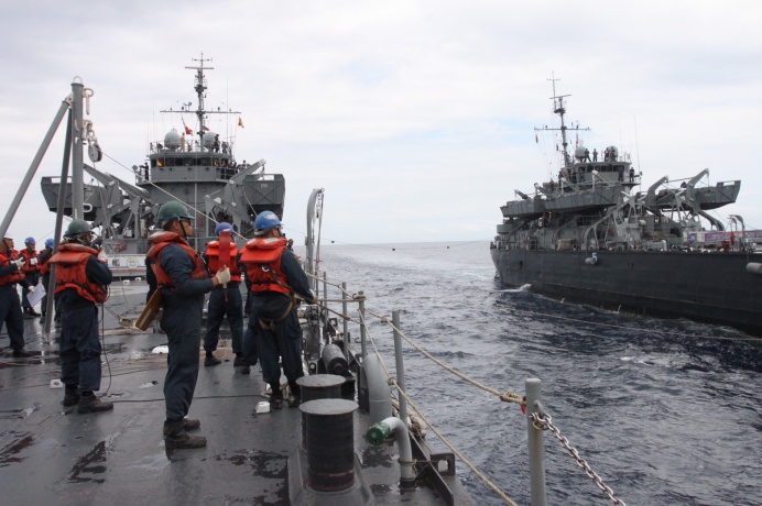 ▲ 海軍中啟軍艦8日實施甲操測考。（海軍151艦隊提供）