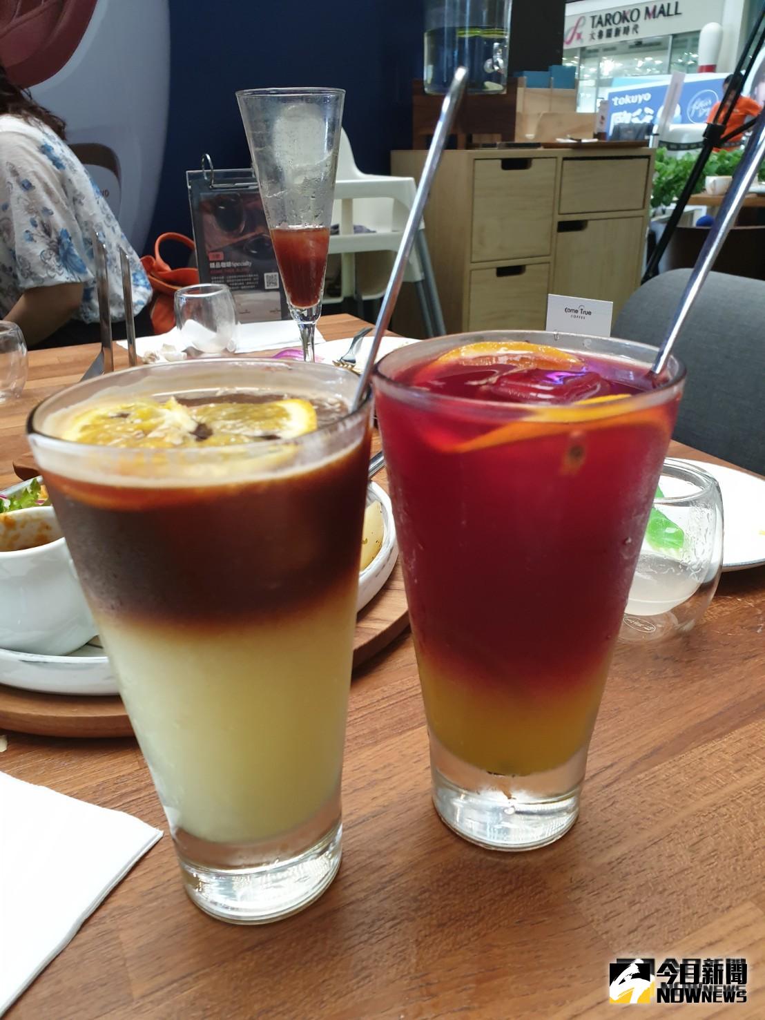 ▲成真咖啡的花式創意咖啡系列，不只色彩繽紛，更是顛覆味覺想像，給人全新感受。（圖／金武鳳攝)