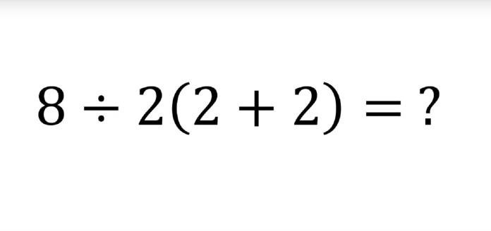 「8÷2（2+2）」答案是16還是1？　一道數學題眾人全戰翻
