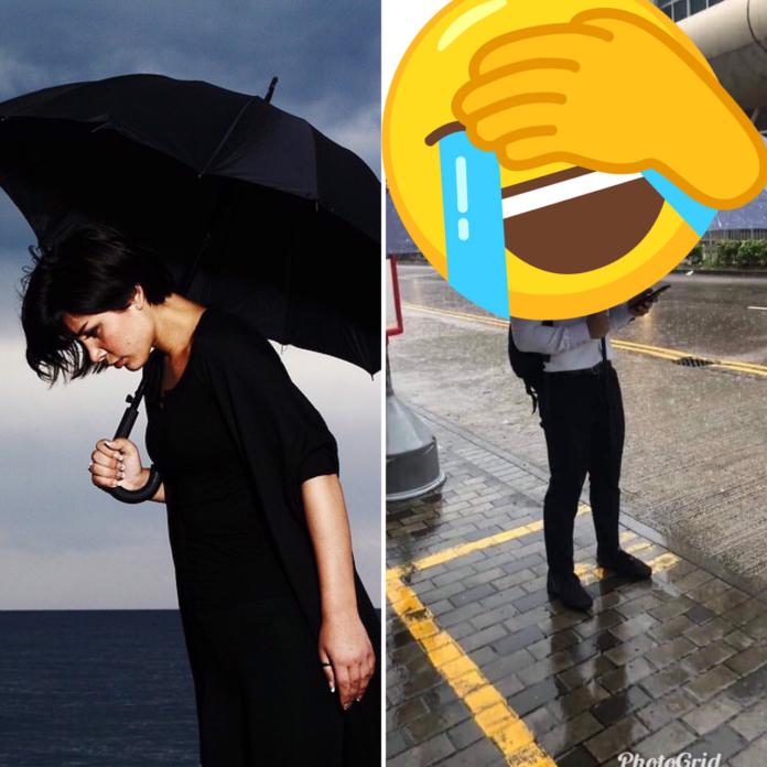 ▲日前有網友分享自己在路上遇到的超龐大雨傘，讓許多人紛紛留言在哪買？（合成圖／取自 Pixabay 、爆廢公社臉書）